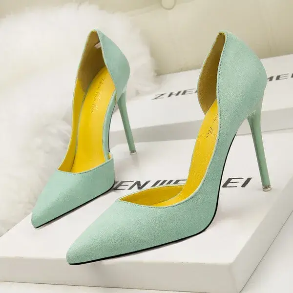 Fashionfunia Women Fashion Simple Sexy Plus Size Suede Point-Toe High Heels Pumps