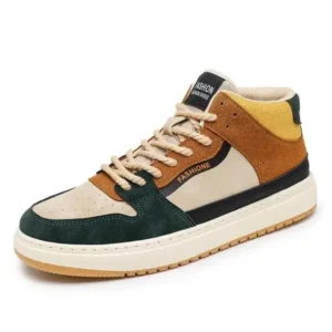 Fashionfunia Men'S Fashion Breathable Color Block Pu Sneakers