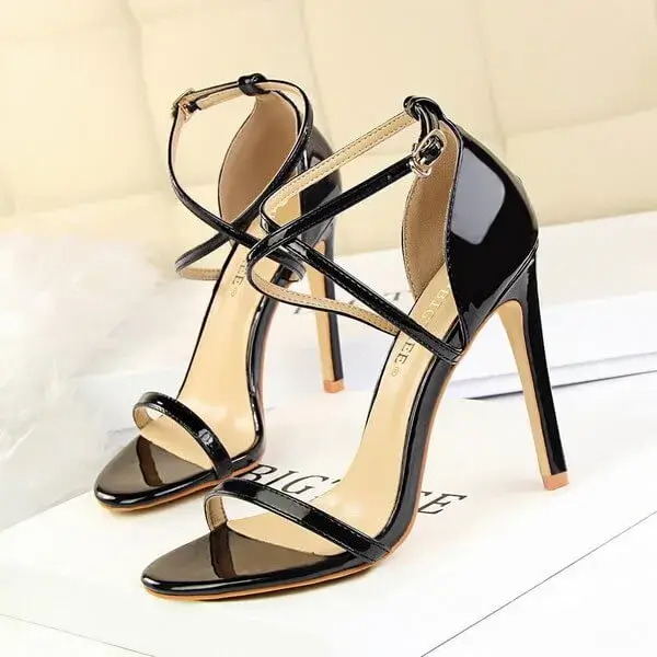 Fashionfunia Women Fashion Sexy Hollow Cross Stiletto Heel Sandals