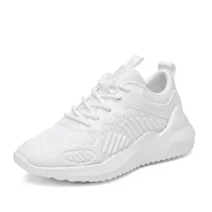 Fashionfunia Couple Casual Sports Lace-Up Design Mesh Breathable Solid Color Platform Sneakers