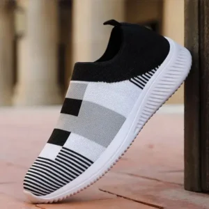 Fashionfunia Women Casual Knit Design Breathable Mesh Color Blocking Flat Sneakers