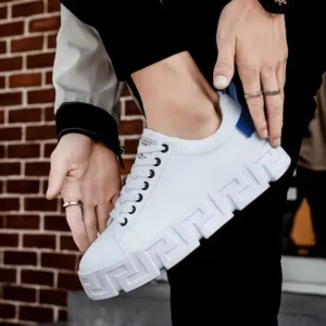 Fashionfunia Men Fashion Breathable Pu Platform Sneakers