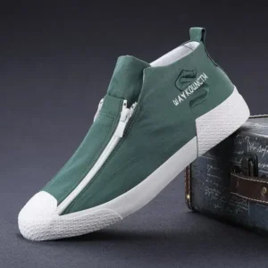 Fashionfunia Men'S Casual Embroidery Zipper High Top Canvas Shoes