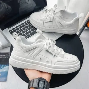 Fashionfunia Men'S Fashion Breathable Thick-Soled Pu Sneakers