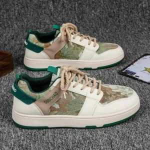 Fashionfunia Men'S Casual Retro Secret Forest Oil Painting Pattern Sneakers