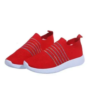 Fashionfunia Fashion Casual Solid Color Striped Fly-Woven Mesh Breathable Flat Sneakers