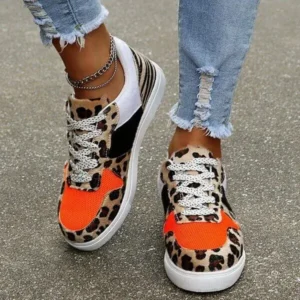 Fashionfunia Fashionable Round Toe Lace-Up Sneakers